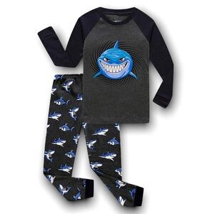 🆕 FAMILY FEELING/ Boys Shark Pajamas 2 Piece Pjs Set